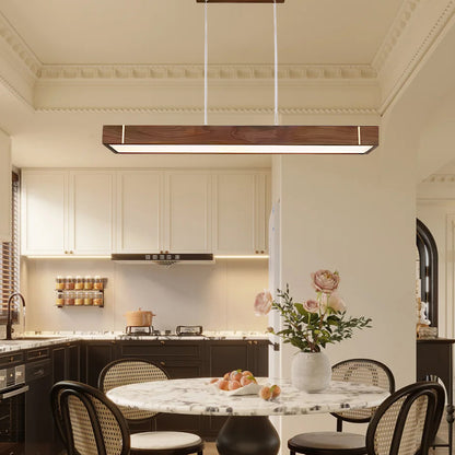 Linear walnut dining pendant lamp