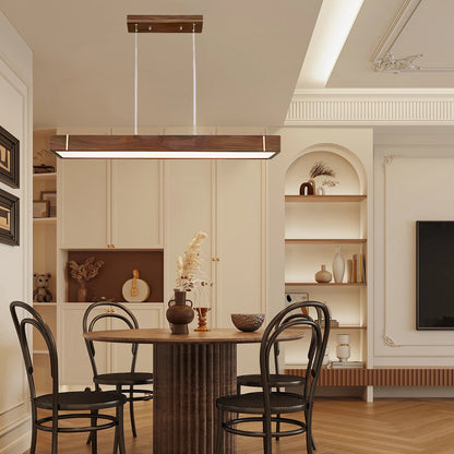 Linear walnut dining pendant lamp